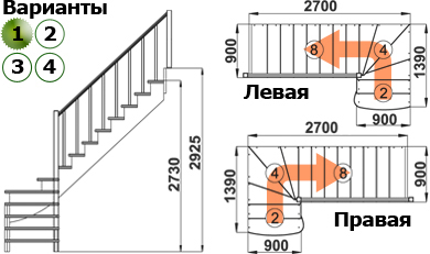 Лестница К-001м/1 сосна