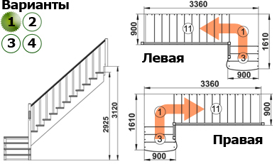 Лестница К-002м/1 сосна