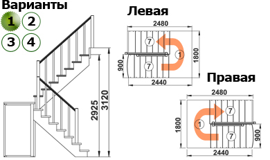 Лестница К-004м/1 сосна