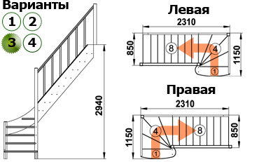 Лестница ЛС-07м/3 сосна